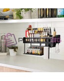 Стенен органайзер за кухня 2 етажа поставка за прибори подправки